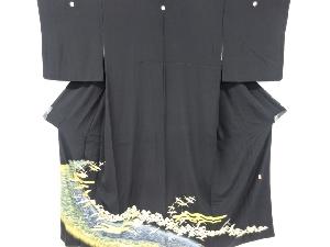 アンティーク　金彩群鶴に松模様刺繍留袖(比翼付き)